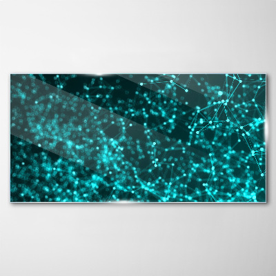 Digital network in shades of blue Glass Print