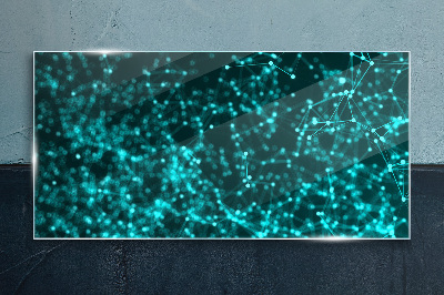 Digital network in shades of blue Glass Print
