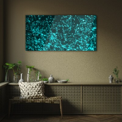 Digital network in shades of blue Glass Print