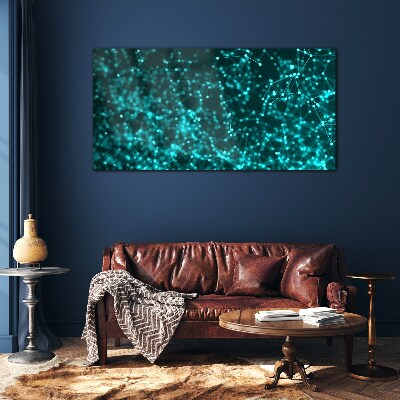Digital network in shades of blue Glass Print