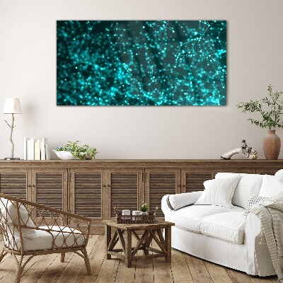 Digital network in shades of blue Glass Print