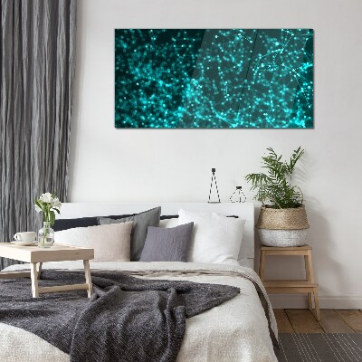 Digital network in shades of blue Glass Print