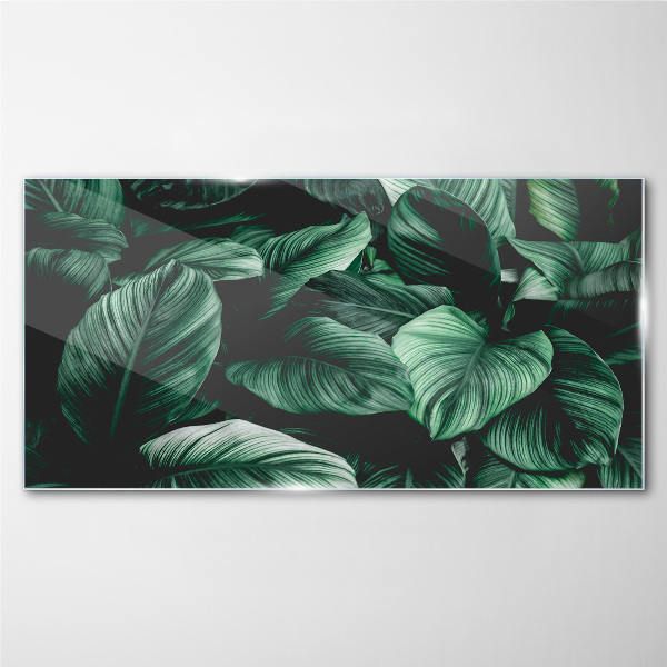 Green Symphony of Leaves Glass Print