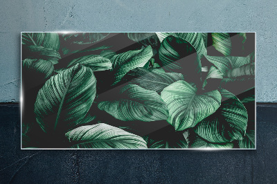 Green Symphony of Leaves Glass Print