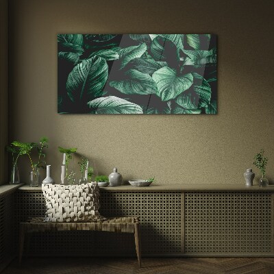 Green Symphony of Leaves Glass Print