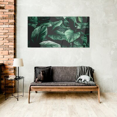 Green Symphony of Leaves Glass Print