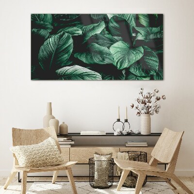 Green Symphony of Leaves Glass Print