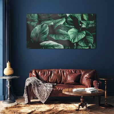 Green Symphony of Leaves Glass Print