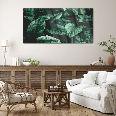 Green Symphony of Leaves Glass Print