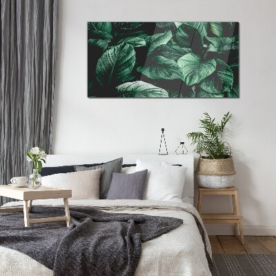 Green Symphony of Leaves Glass Print