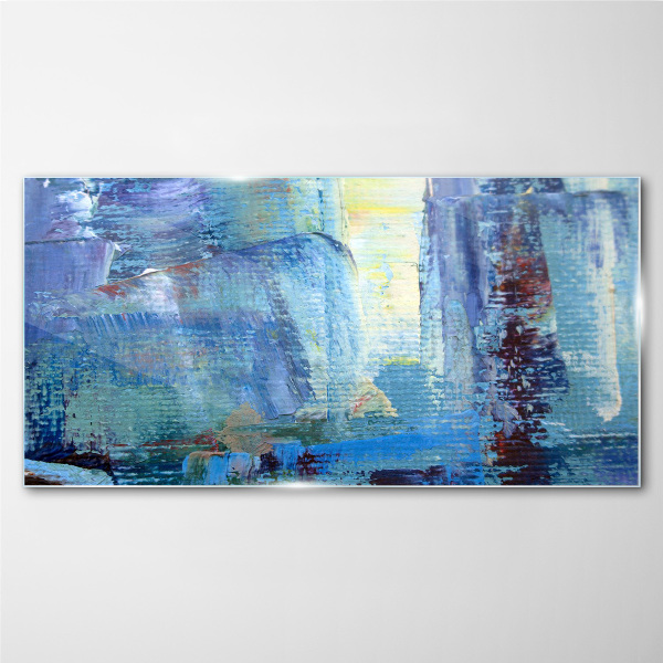 Abstract landscape in shades of blue Glass Print