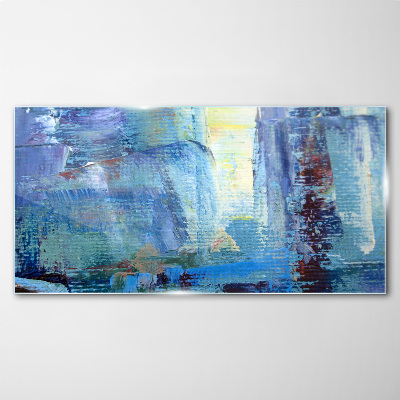 Abstract landscape in shades of blue Glass Print