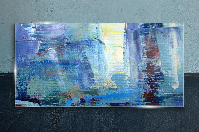 Abstract landscape in shades of blue Glass Print