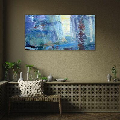 Abstract landscape in shades of blue Glass Print