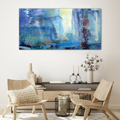 Abstract landscape in shades of blue Glass Print