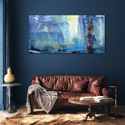 Abstract landscape in shades of blue Glass Print