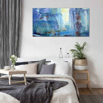 Abstract landscape in shades of blue Glass Print