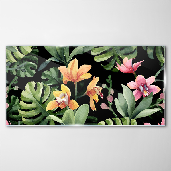 Tropical garden in watercolor Glass Print