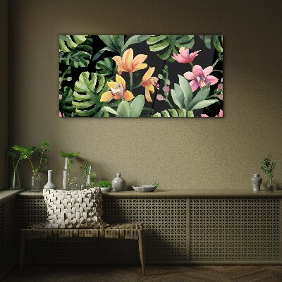 Tropical garden in watercolor Glass Print