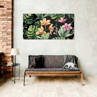 Tropical garden in watercolor Glass Print
