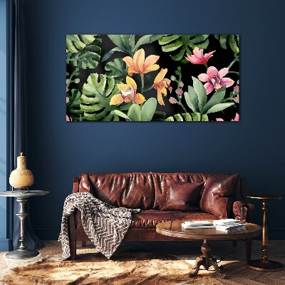 Tropical garden in watercolor Glass Print
