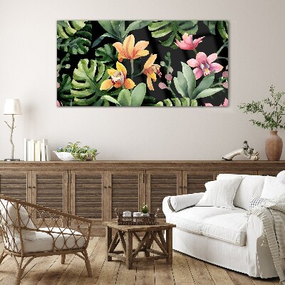 Tropical garden in watercolor Glass Print