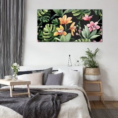 Tropical garden in watercolor Glass Print