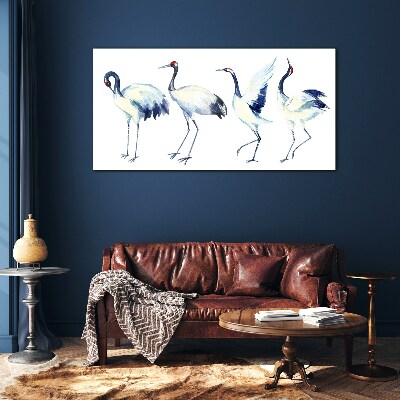 Dancing cranes in watercolor Glass Wall Art