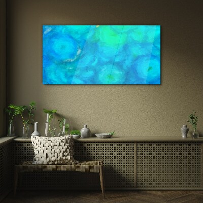 Turquoise circles in blue Glass Print