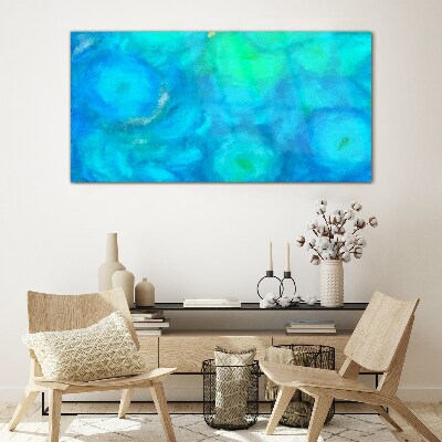 Turquoise circles in blue Glass Print