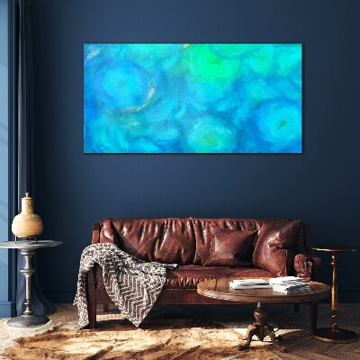 Turquoise circles in blue Glass Print