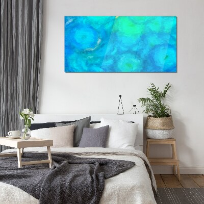 Turquoise circles in blue Glass Print