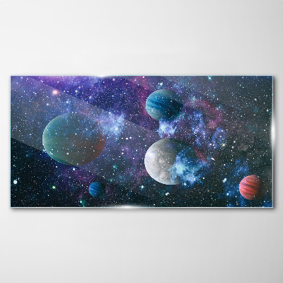 Cosmic Planetary Landscape Glass Print