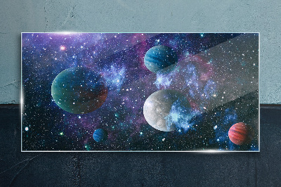 Cosmic Planetary Landscape Glass Print