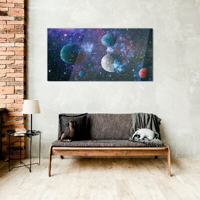 Cosmic Planetary Landscape Glass Print