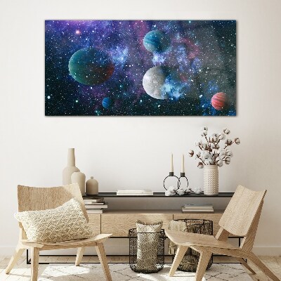 Cosmic Planetary Landscape Glass Print
