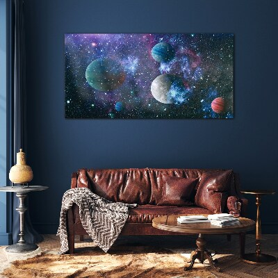 Cosmic Planetary Landscape Glass Print