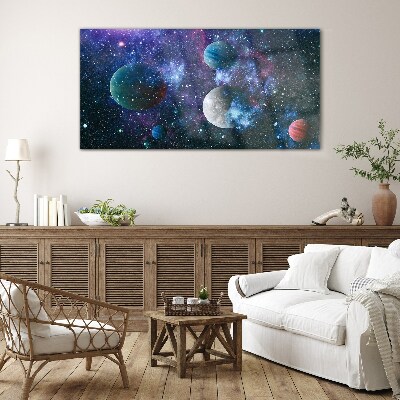 Cosmic Planetary Landscape Glass Print