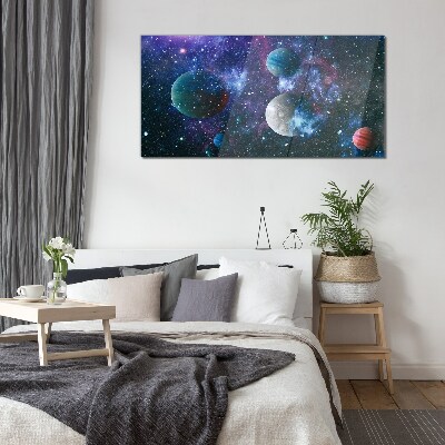 Cosmic Planetary Landscape Glass Print