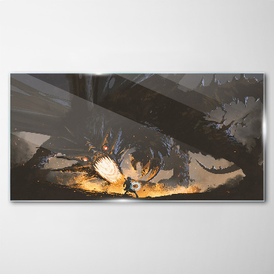 Dragon in the Heat of Battle Glass Print