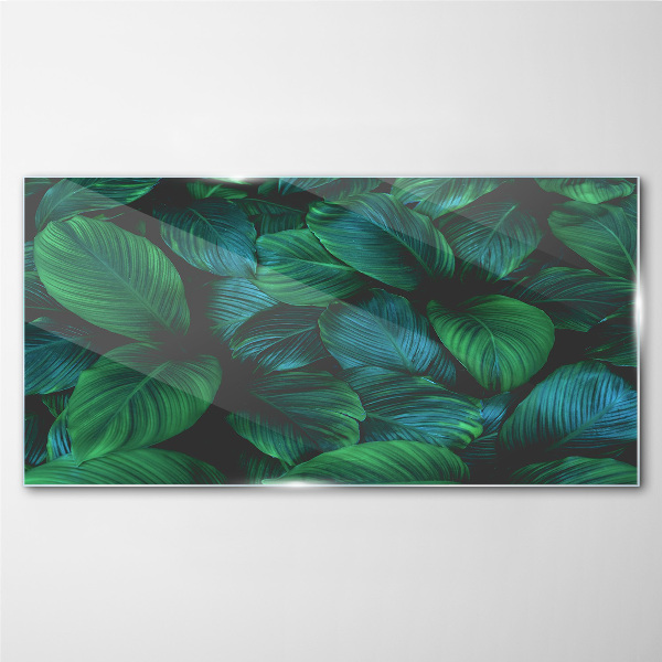 Green Leaf Mosaic Glass Print