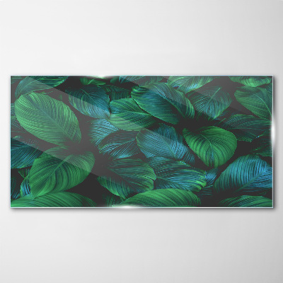 Green Leaf Mosaic Glass Print