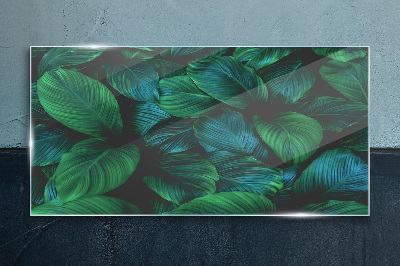 Green Leaf Mosaic Glass Print