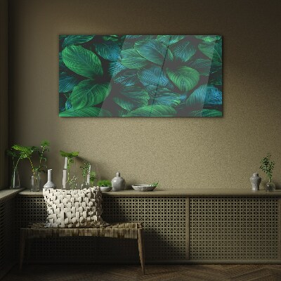 Green Leaf Mosaic Glass Print