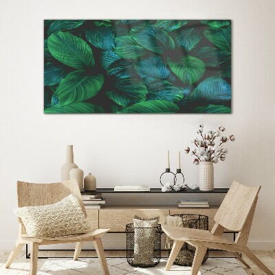 Green Leaf Mosaic Glass Print