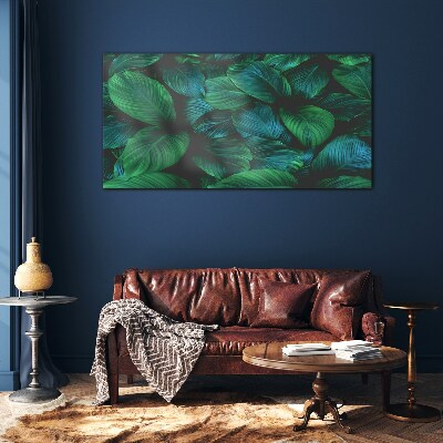 Green Leaf Mosaic Glass Print