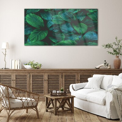 Green Leaf Mosaic Glass Print