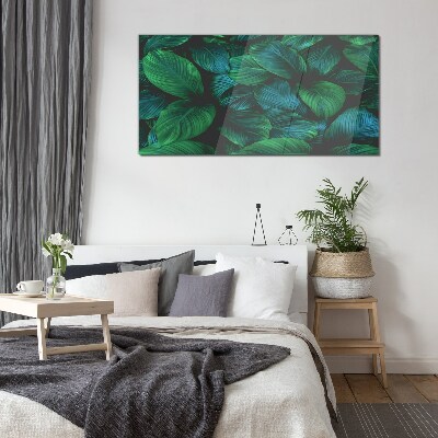 Green Leaf Mosaic Glass Print