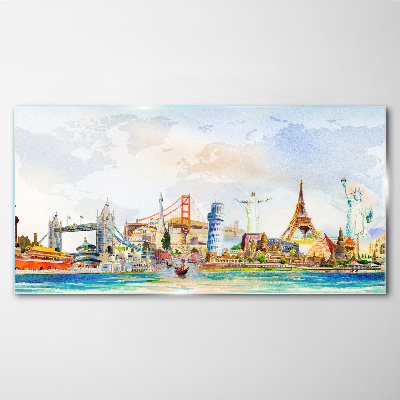 Icons of the World in Colors Glass Print