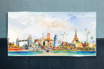Icons of the World in Colors Glass Print